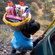 A snacks vendor prepares for a rolling disembarkation near Asansol, West Bengal. He made it look easy, but stepping off a moving train in flip-flops onto coarse gravel while balancing a tub of cookies on your shoulder is an art, without a doubt.